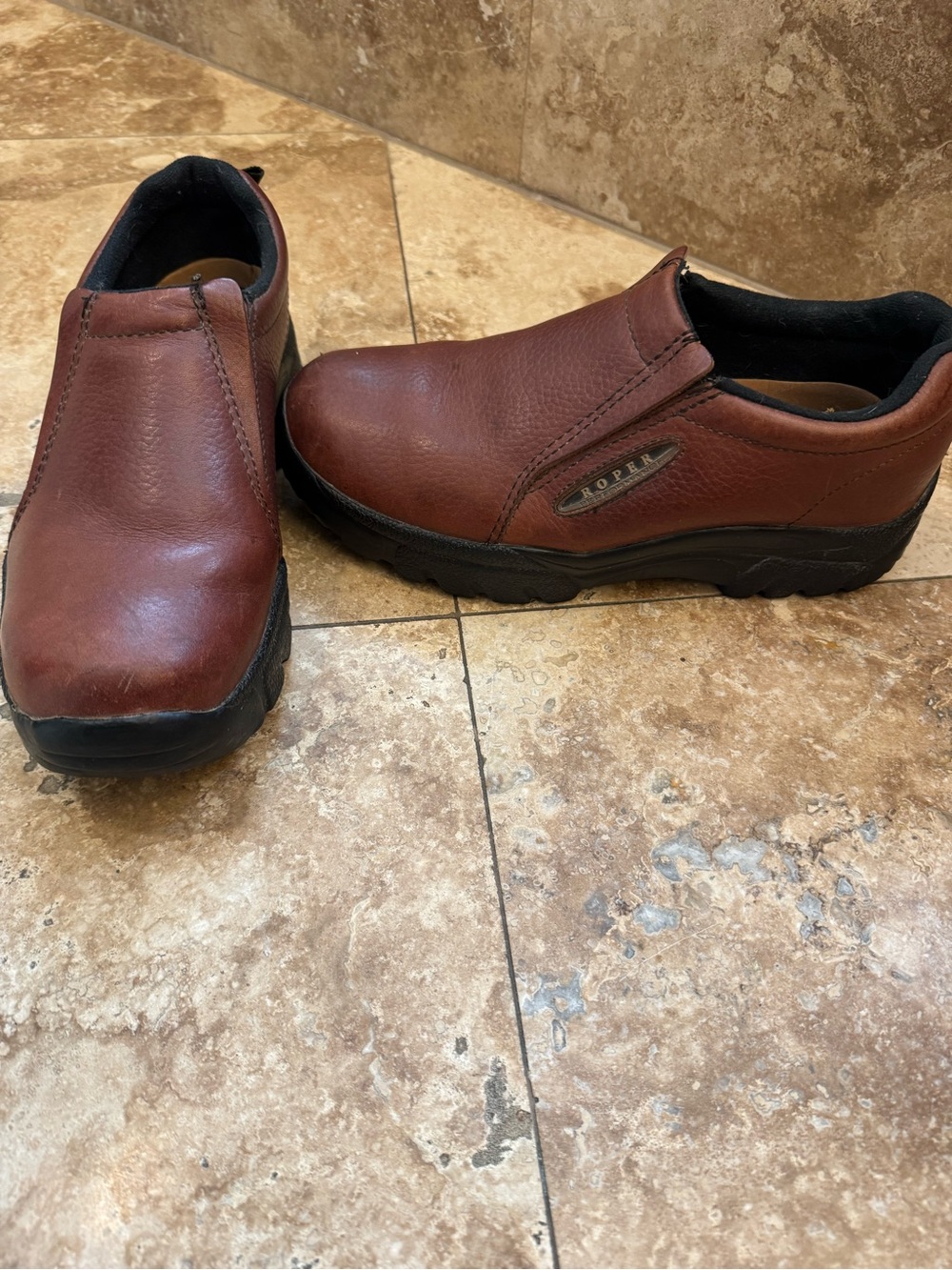 Roper Brown Slip-On Leather Casual Work Loafers
